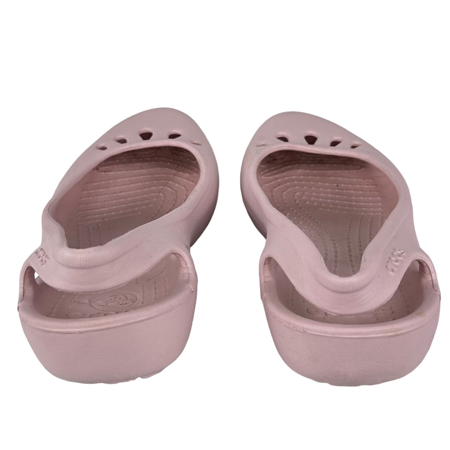 Crocs Malindi size 10 Pink Rubber Flats Slingback Closed Toe Comfort Shoe Sandal