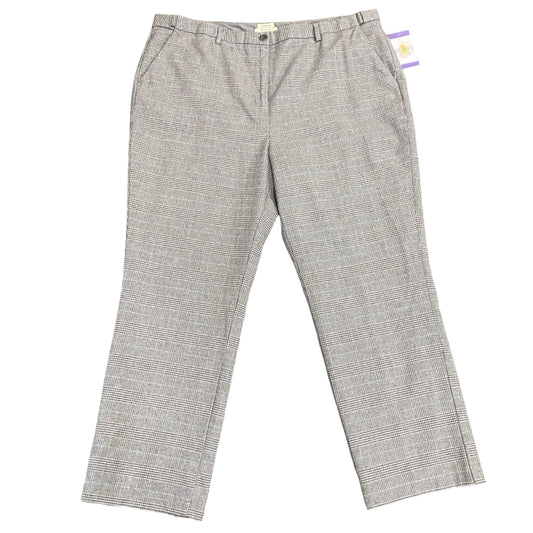 LLBean Womens 20W Classic Fit Lined Plaid Pants Gray Tailored Stretch Academia