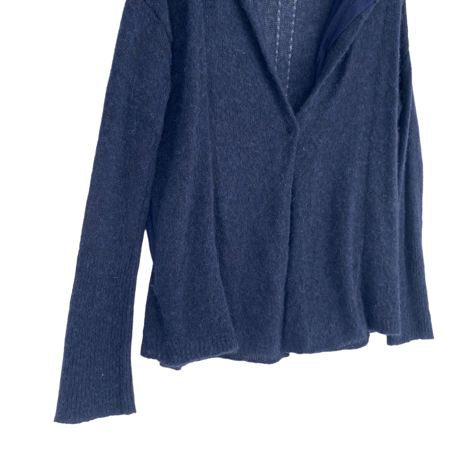 Anthropologie Moth Womens S Navy Blue Cardigan Hoodie Sweater Alpaca Wool