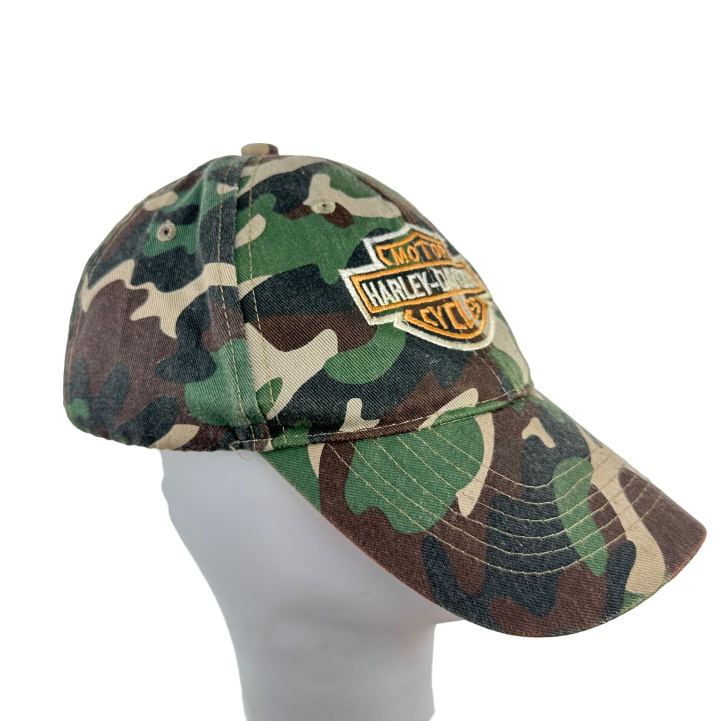 Harley Davidson Embroidered Logo One Size Adjustable Strap Hat Cap Camouflage