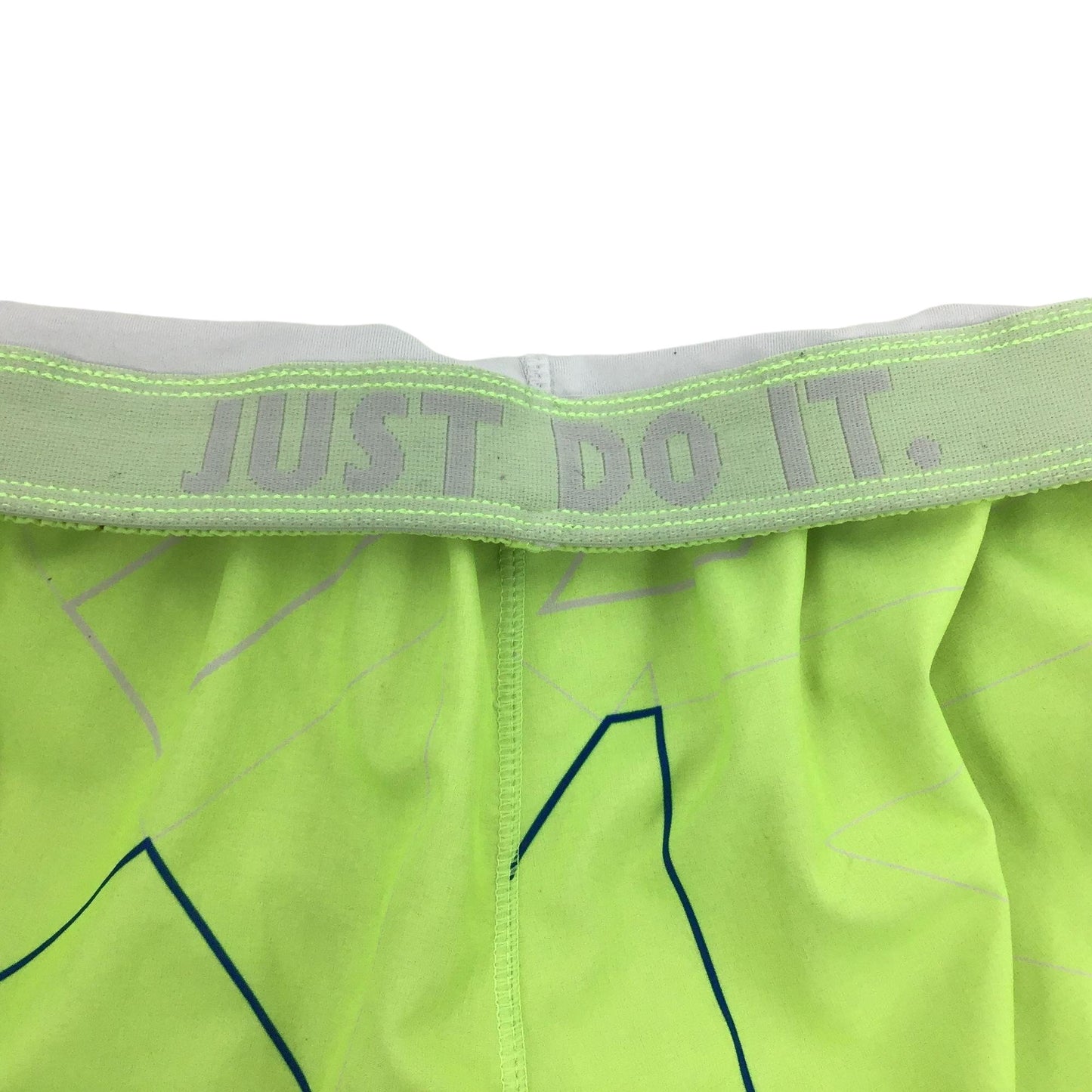 Nike Dri-Fit S Athletic Shorts Neon Green with Geometric Shapes Elastic Waist