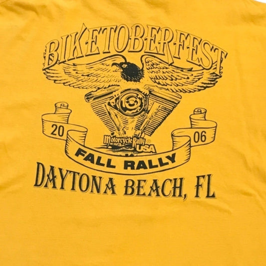 Cotton Heritage 2XL Yellow Tshirt Biketoberfest Fall Rally 2006 Daytona Beach Fl