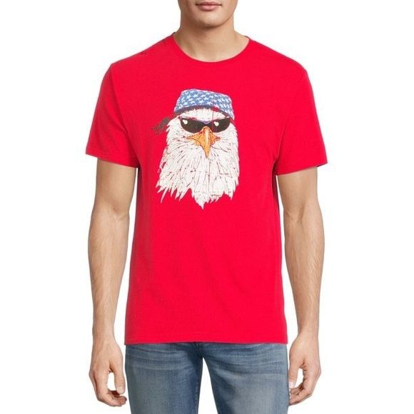 Celebrate Patriotic Mens 2X American Eagle Tshirt USA Flag Bandana Graphic Print