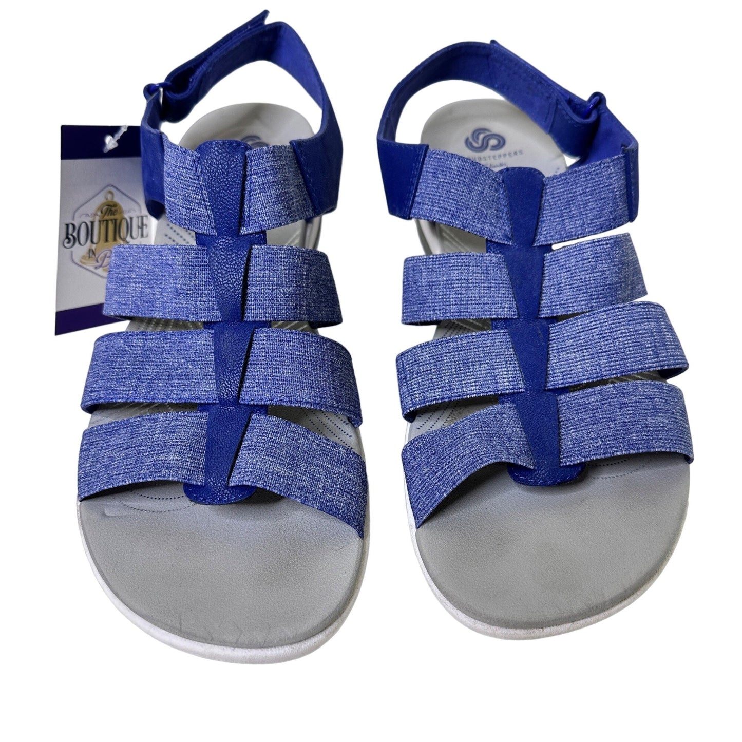 NWOB Clarks 10 Cloudsteppers Arla Shaylie Sling Back Fisherman Sandal Blue 15906