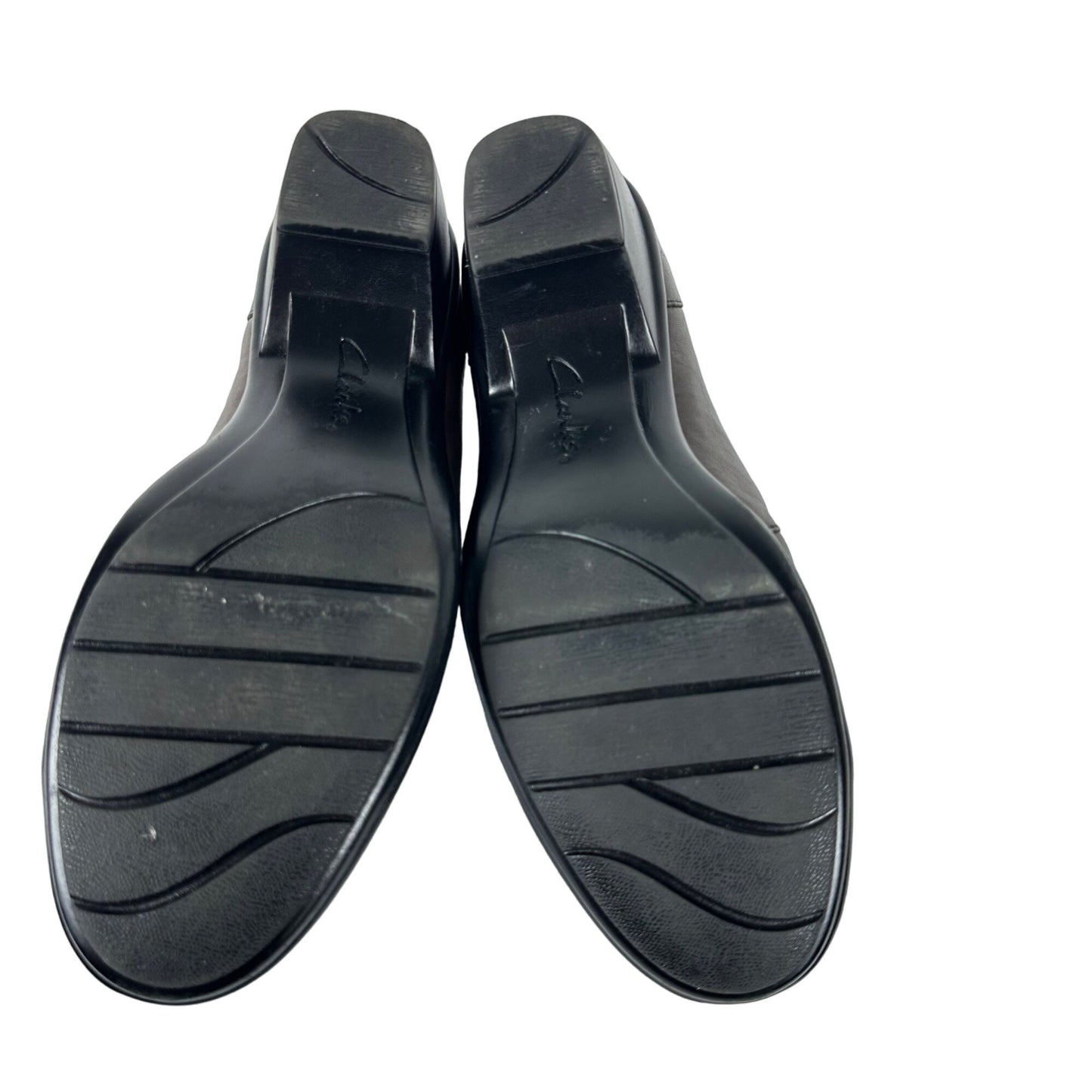 Clarks Bendables Heeled Loafer Clogs Wished Trance 8M Brown Leather Slip On