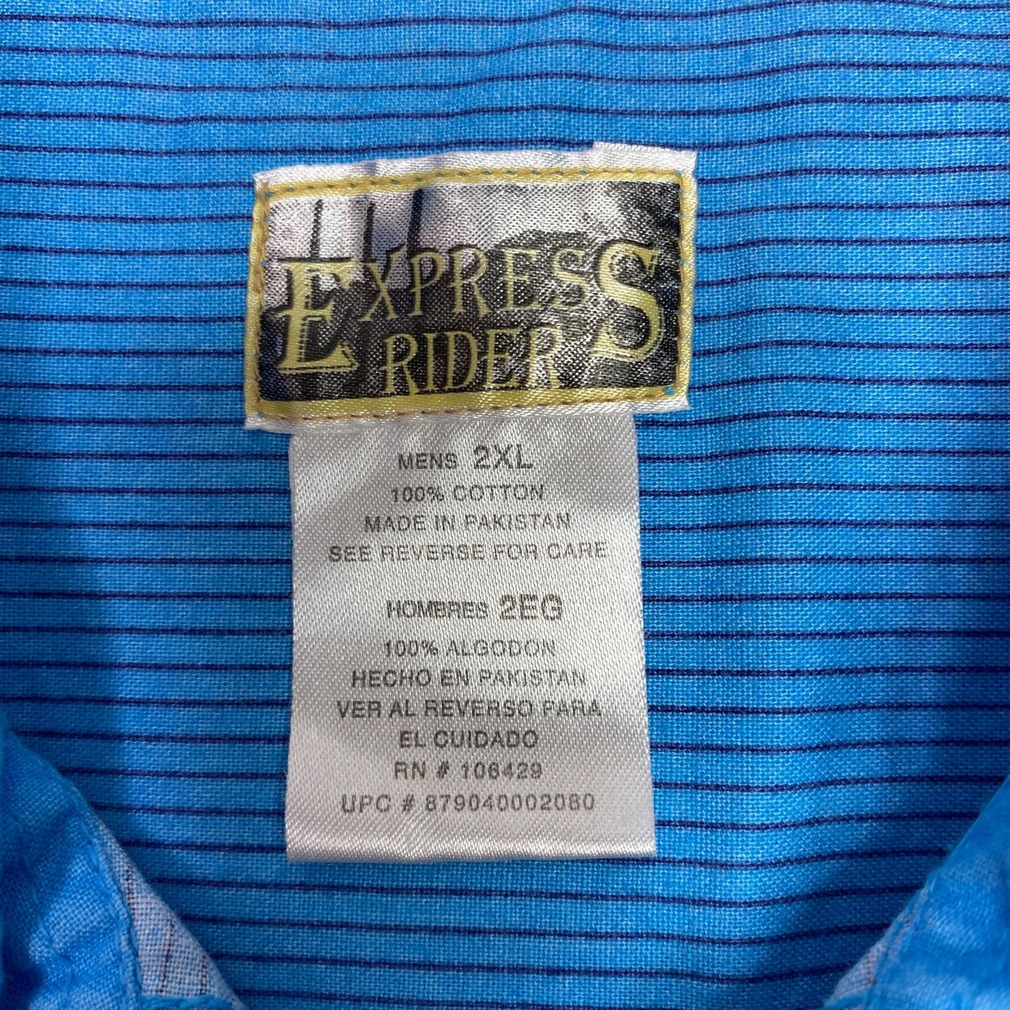 VTG Express Rider Mens 2XL Blue Pearl Snap Shirt Western Cowboy Aztec Print