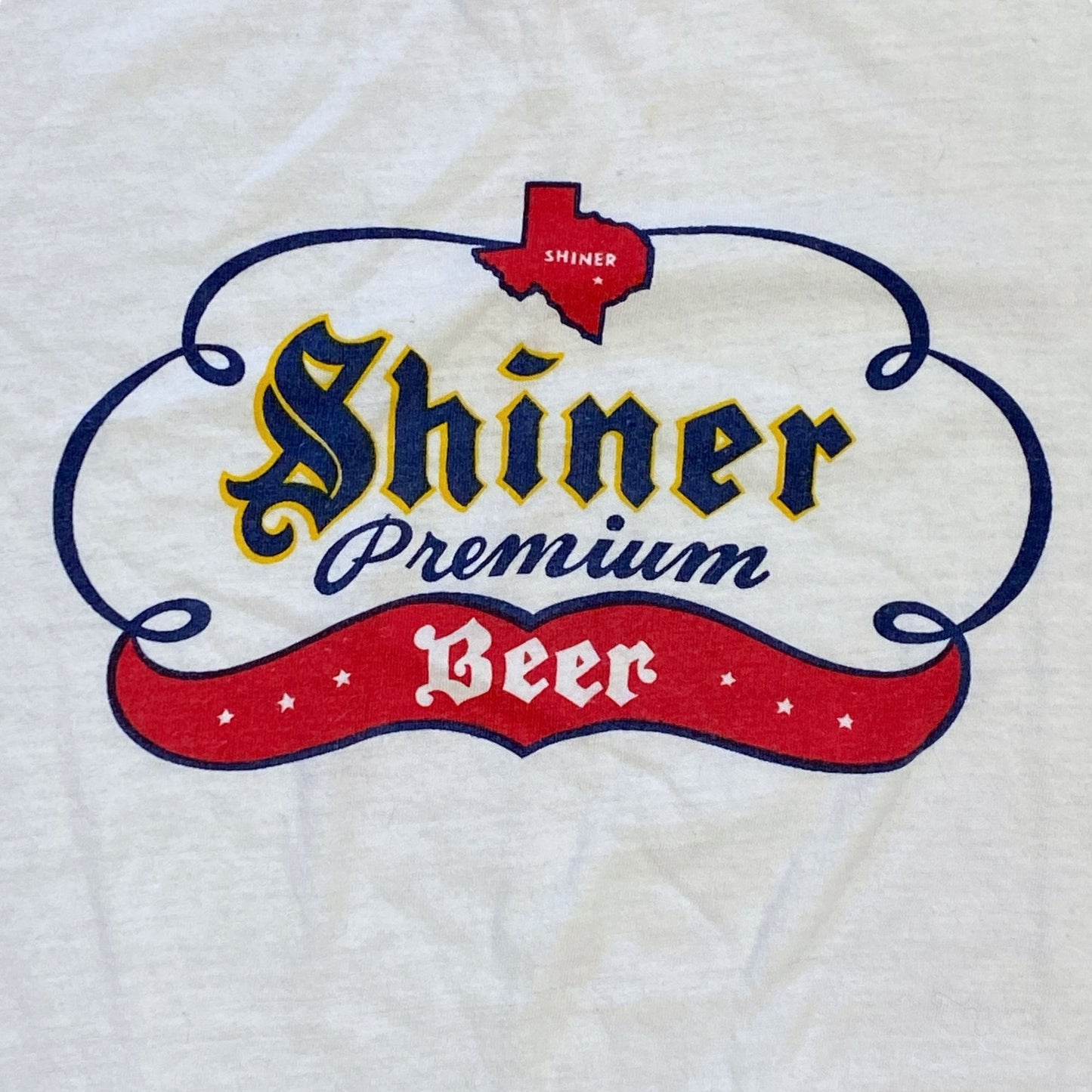 Vintage Shiner Premium Beer Tshirt 70s XL Ringer Tee Texas Velva Sheen Paper Tag