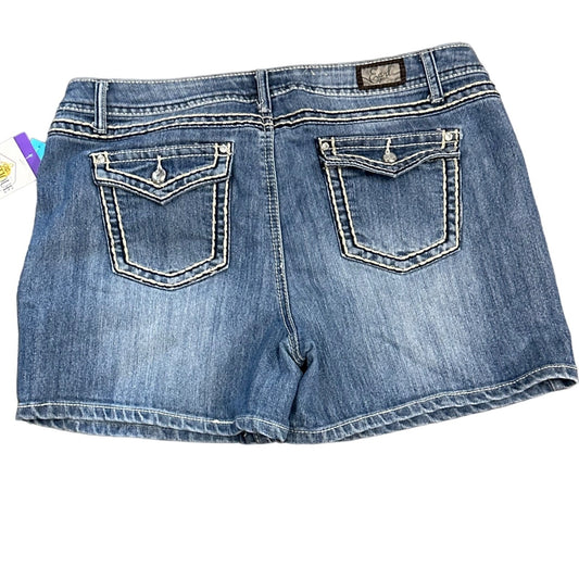 Earl Jean Womens 14 Denim Shorts Thick Stitch Flap Pocket 4.5" Inseam Cowgirl