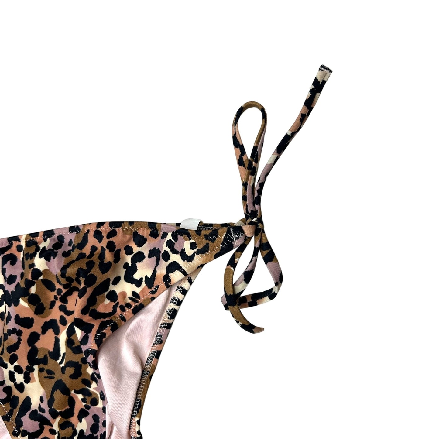 Shade & Shore Womens M Bikini Bottom Side-Tie Cheeky Animal Print Leopard Brown