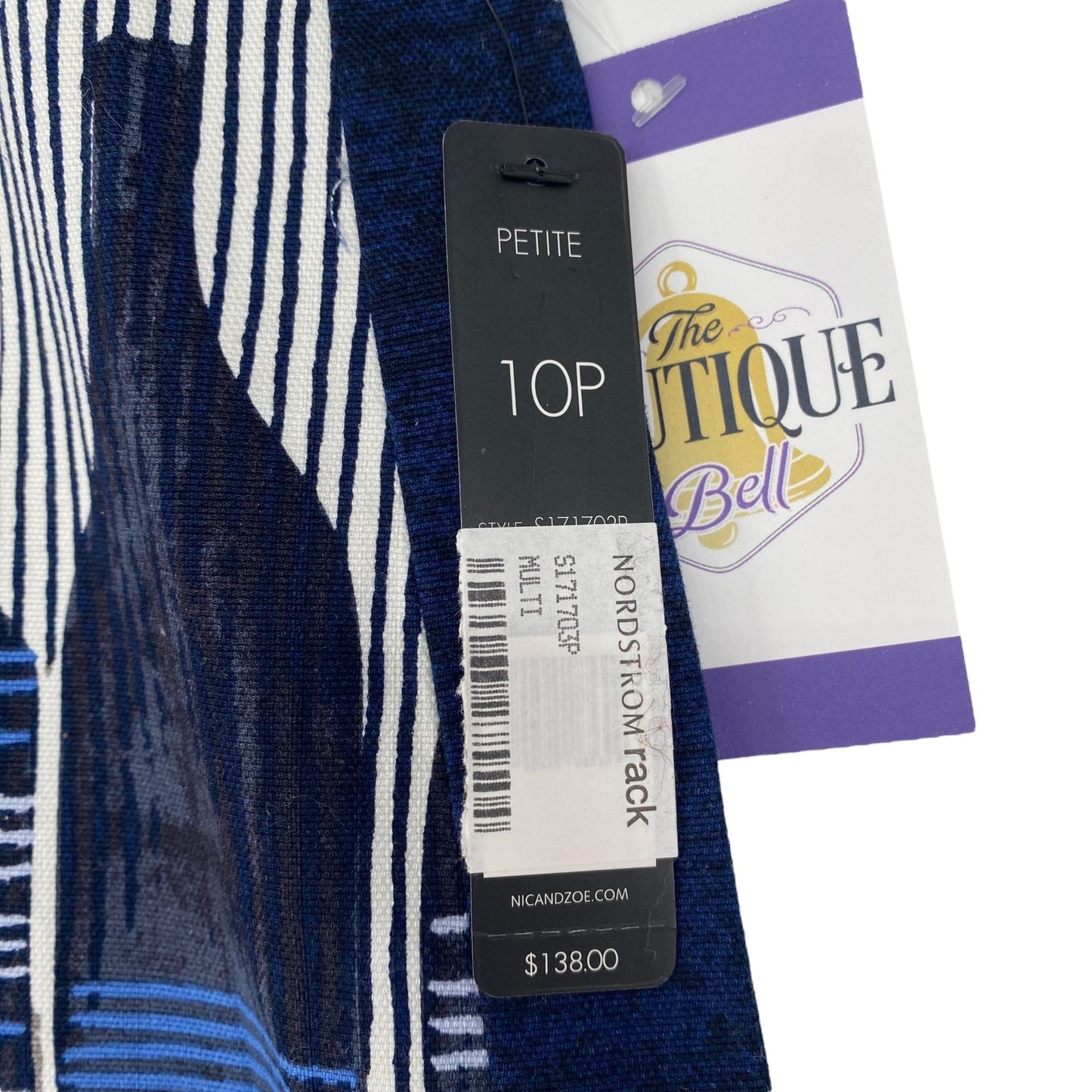 NWT NIC+ZOE 10P Pencil Skirt French Wine Bottle Print Navy Mid Rise Pinstripe