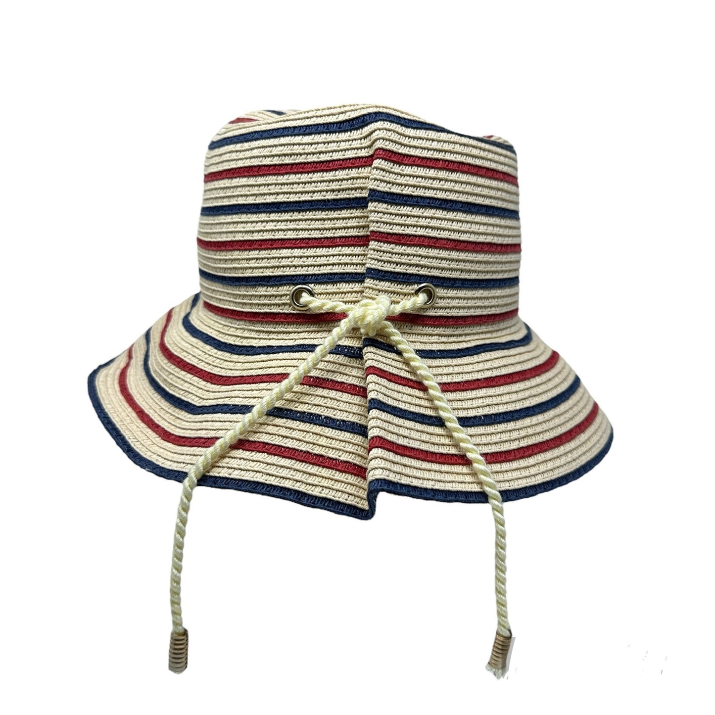 Vintage Scala Womens Bucket Sun Hat One Size Red White Blue Cap Summer Wear