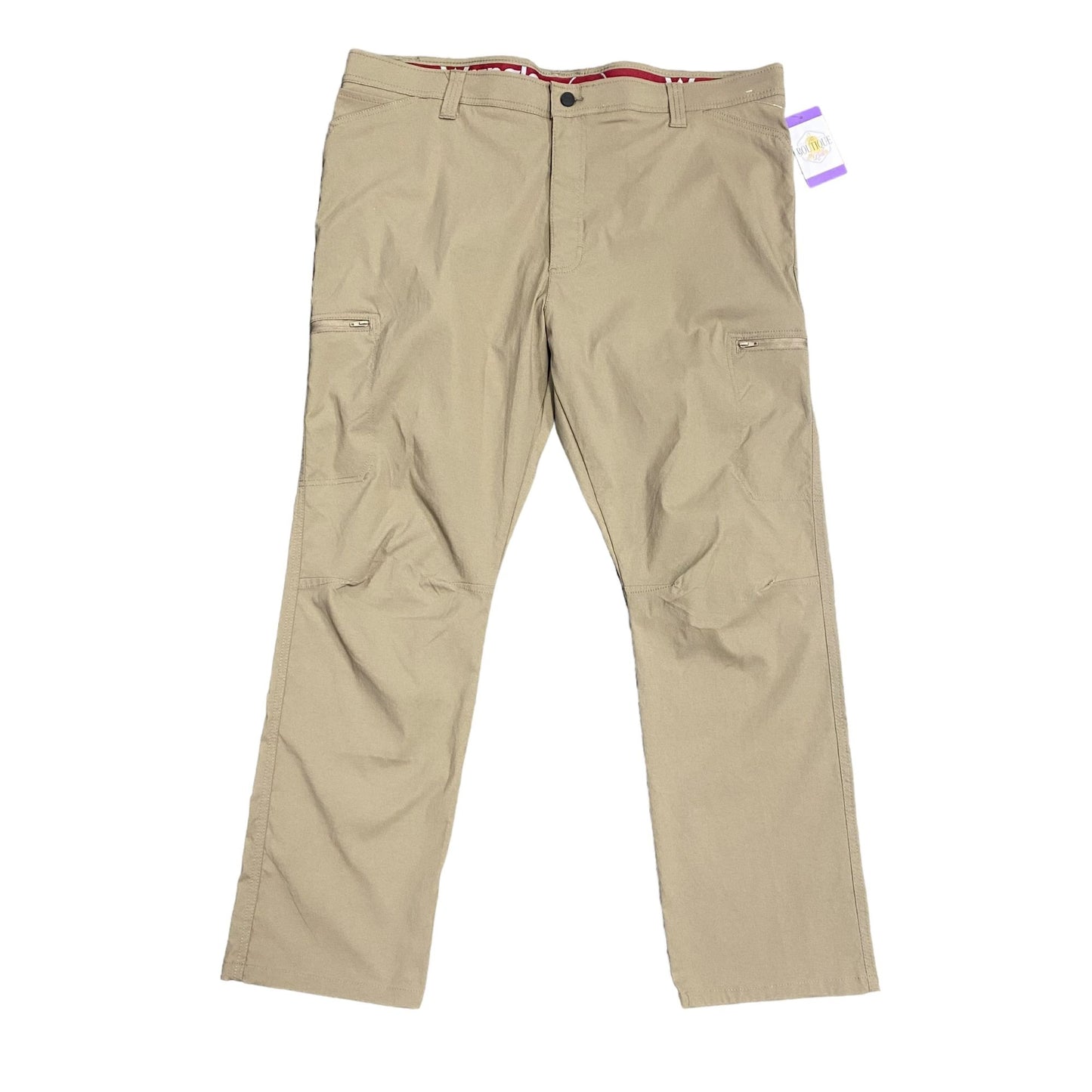 Wrangler 42x30 Outdoor Zippered Cargo Stretch Pants Color Khaki Nylon/Spandex