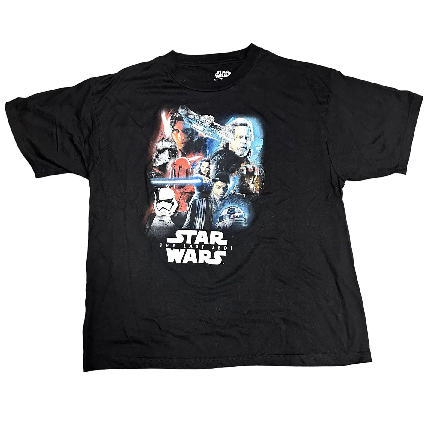 Star Wars 2XL The Last Jedi TShirt Black Short Sleeve Graphic Print Rey Kylo Ren