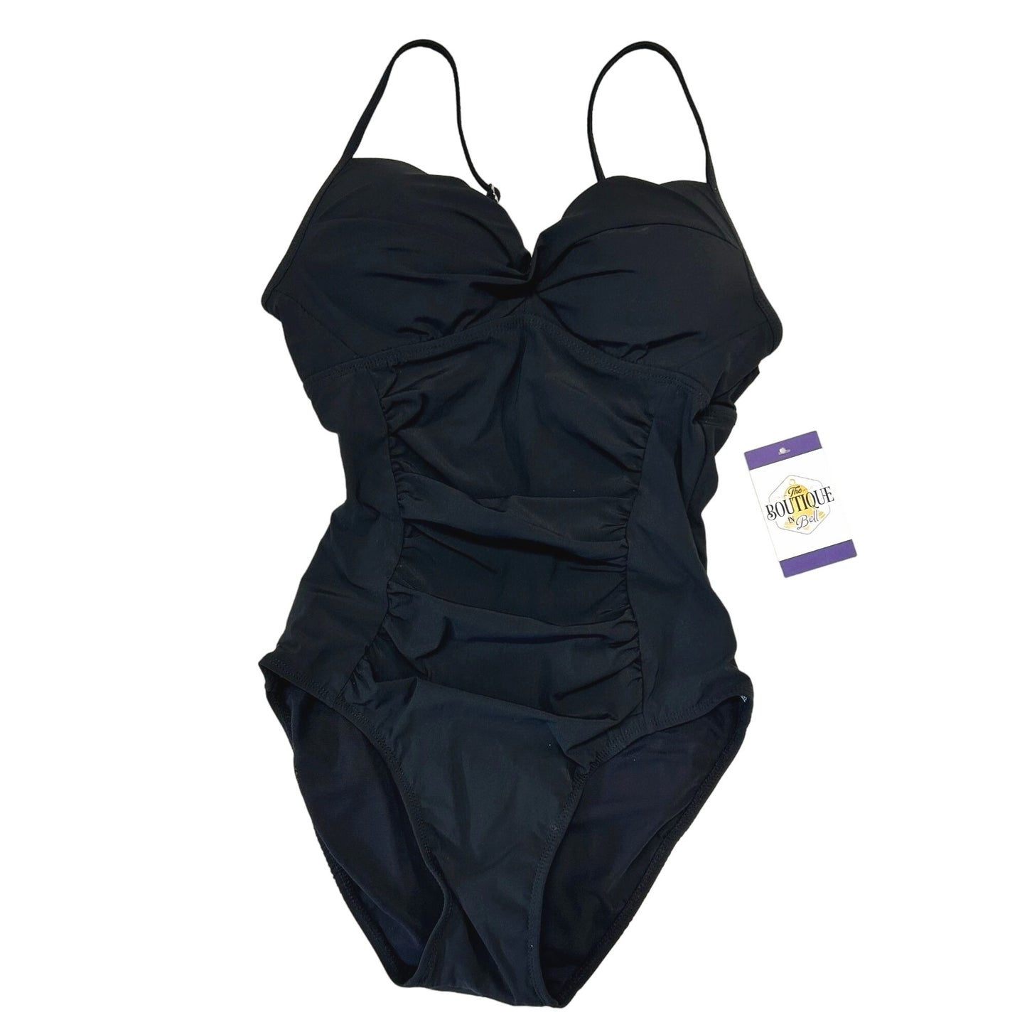 Assets By Sara Blakely M Black Push up One Piece Swimsuit 1547 Slimming