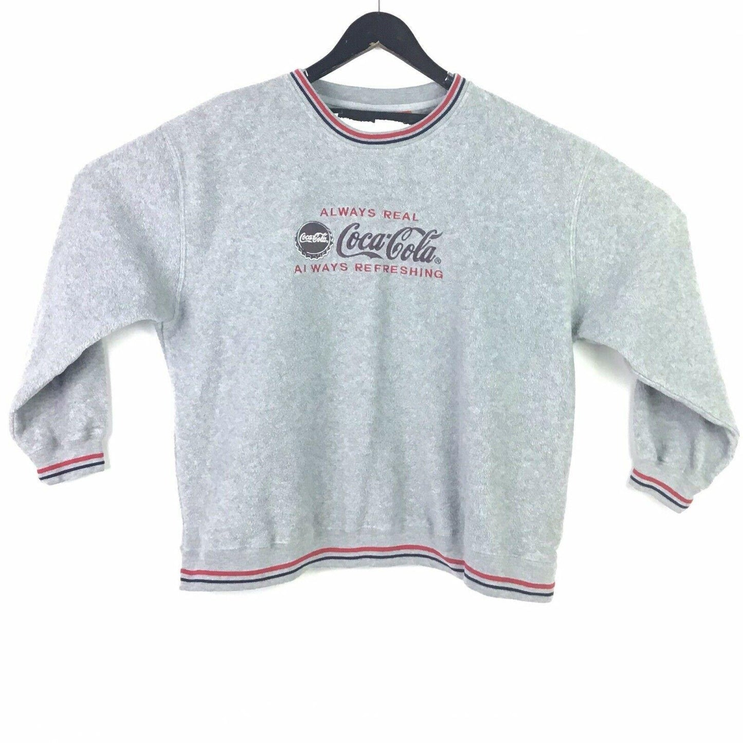 Vintage Coca Cola XL Gray Fleece Sweatshirt Real Refreshing Embroidered Logo