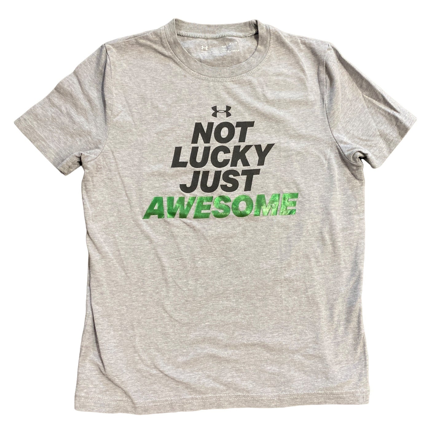 Under Armour Gray Tshirt "Not Lucky Just Awesome" Youth S Graphic Print Logo