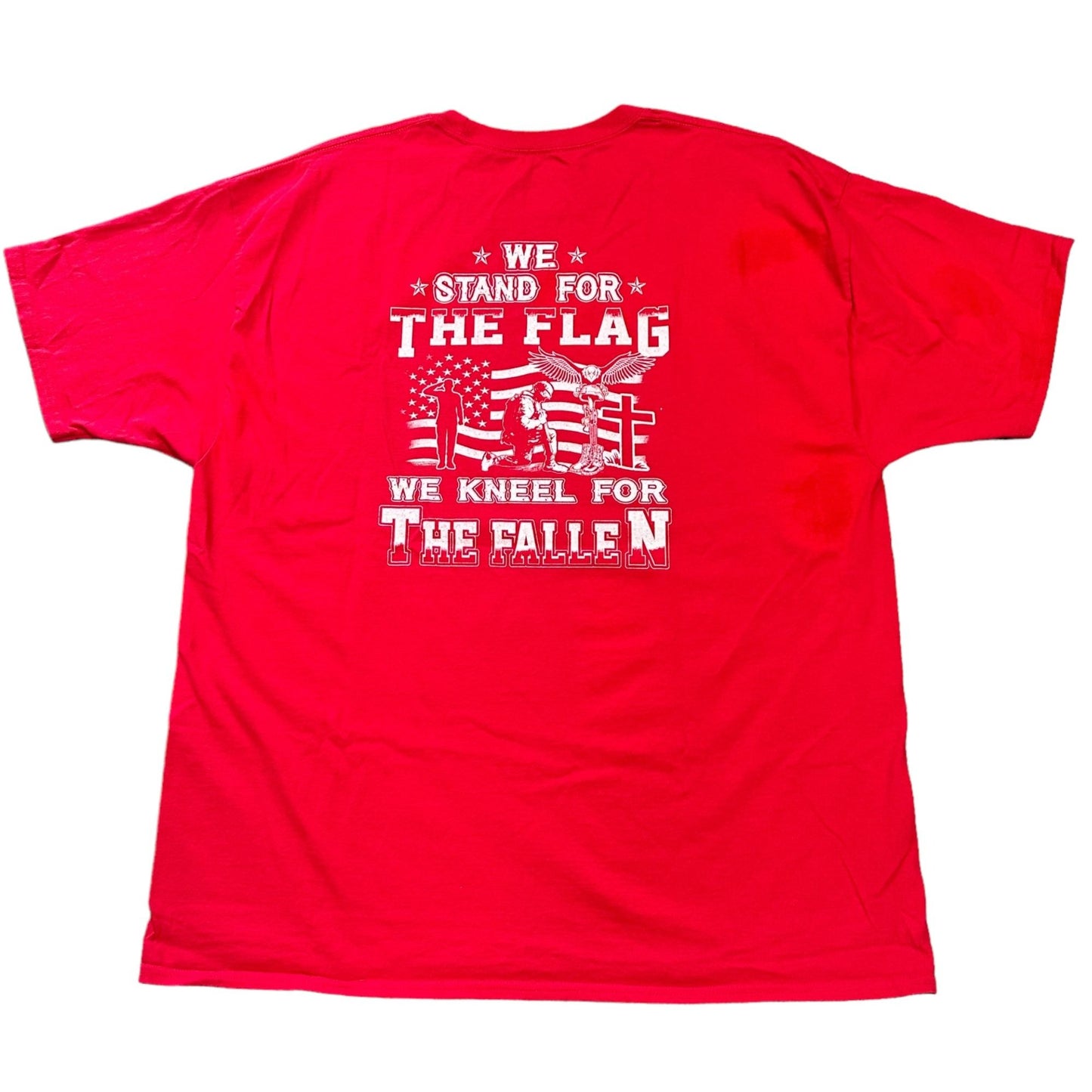 We Stand For the Flag We Kneel For the Fallen Tshirt Mens 2X Patriotic Soldier