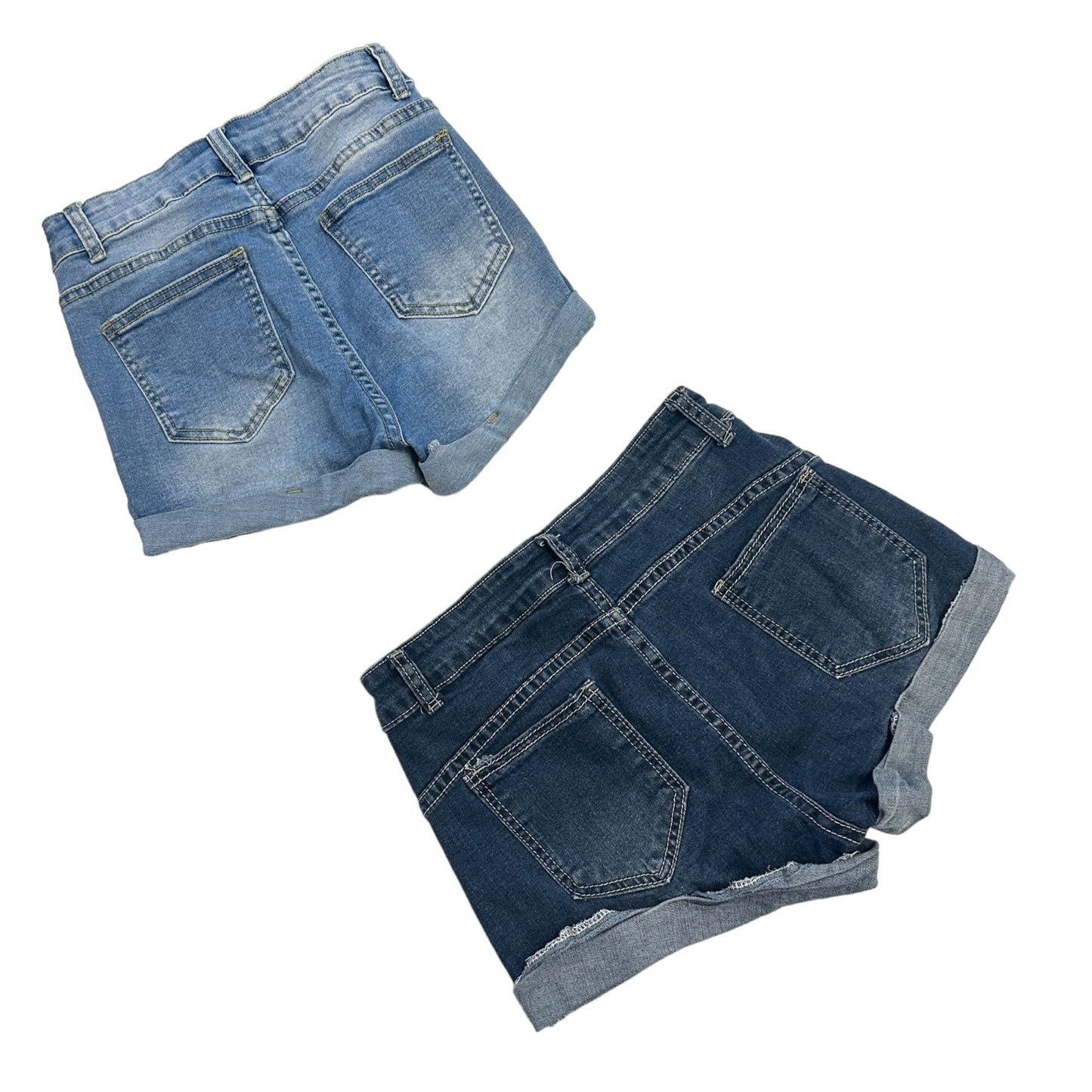 SHEIN Womens XS Blue Jean Shorts High Rise Cuffed Stretch - Lot of 2