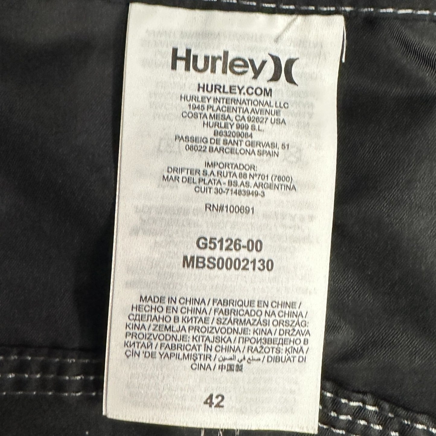 NWT Hurley Mens 42x22 Gray Swim Trunks Board Shorts Knee Length Drawstring Waist