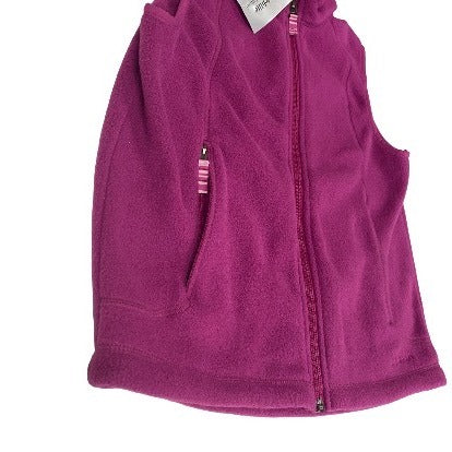 NWT LL Bean Girls M Purple Fleece Vest Full Zip Pockets Scotchlite Reflective