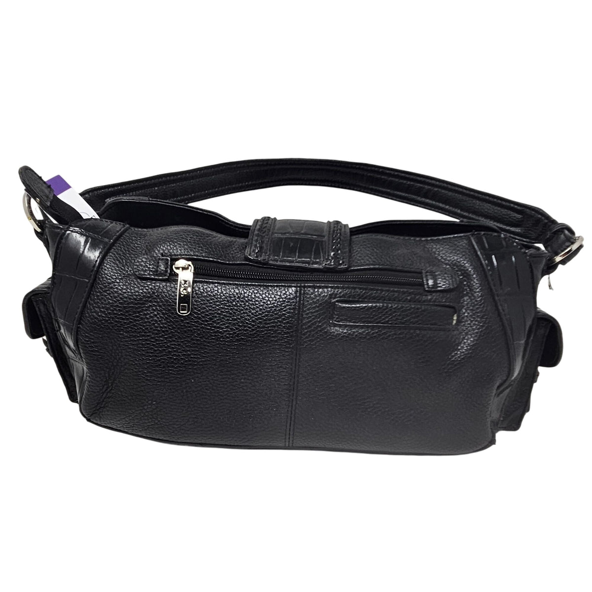 M.C. Marc Chantal Leather Purse Black Barrell Baguette Handbag Croco Gator Heart