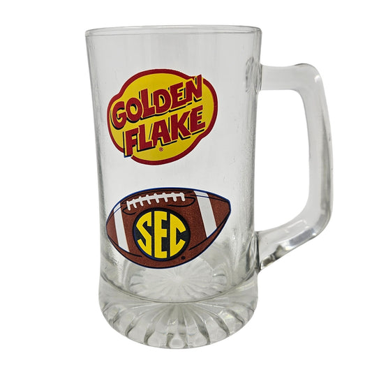 Vintage Golden Flake SEC Football Glass Tumbler Mug Handle Drinkware