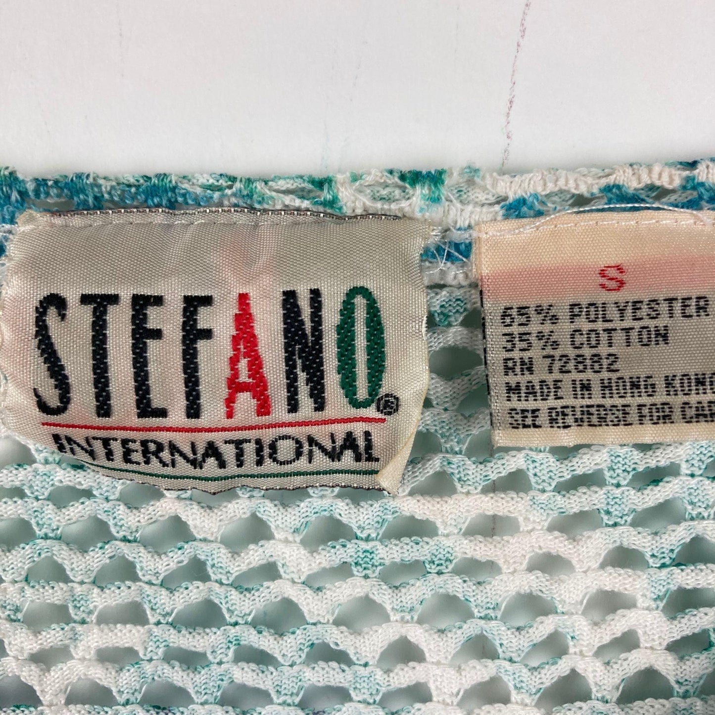 Vtg Stefano International Mesh Swim Top Short Sleeve Abstract Artsy Y2K Small