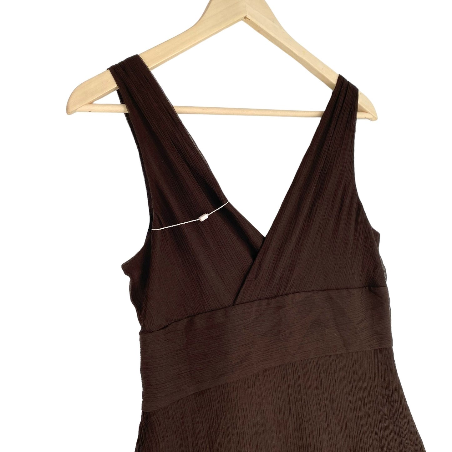 NWT J Crew Womens 10 Brown Silk Chiffon Dress Sleeveless Knee Length Vneck