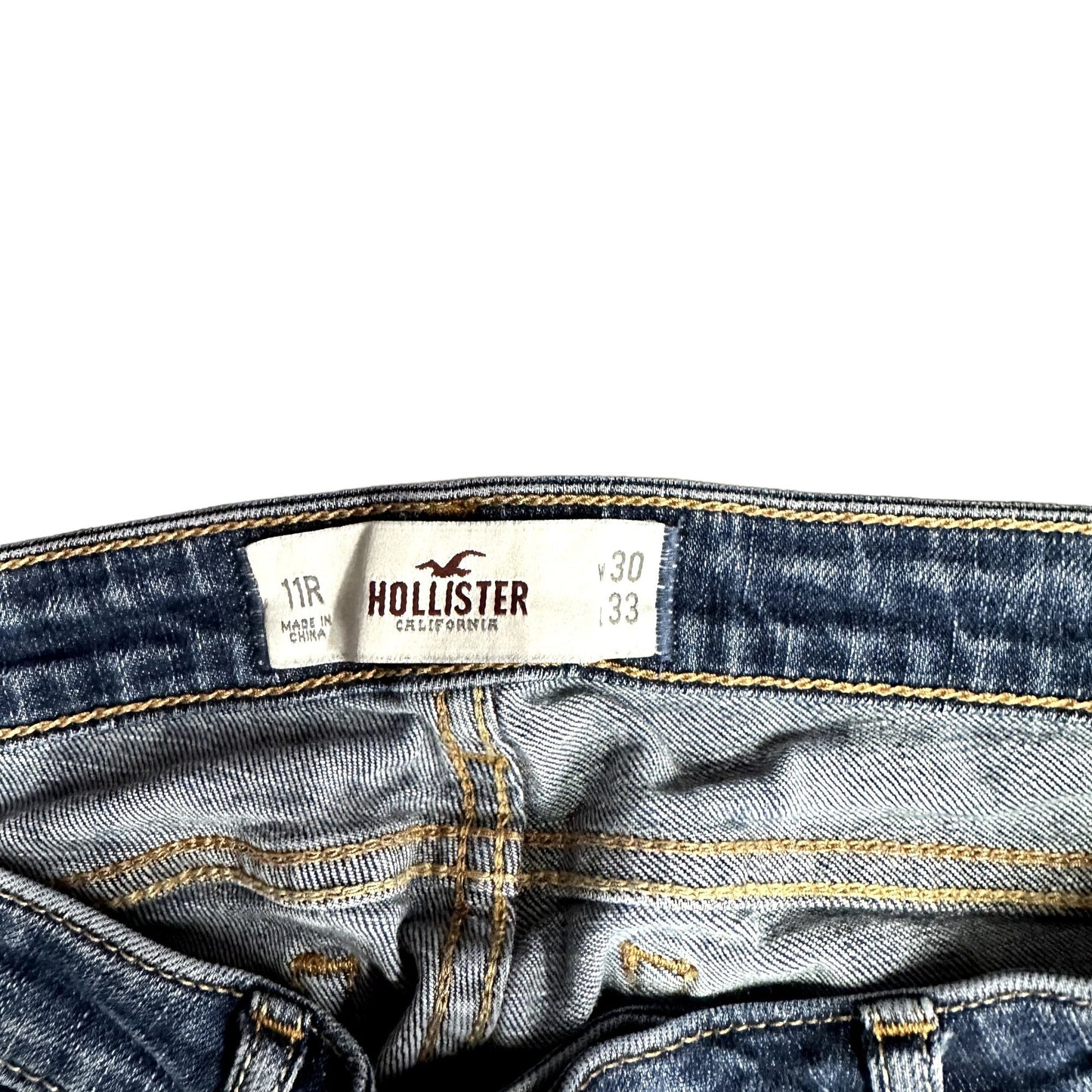 Hollister Junior 11R Straight Leg Denim Blue Jeans Distressed Ripped Medium Wash