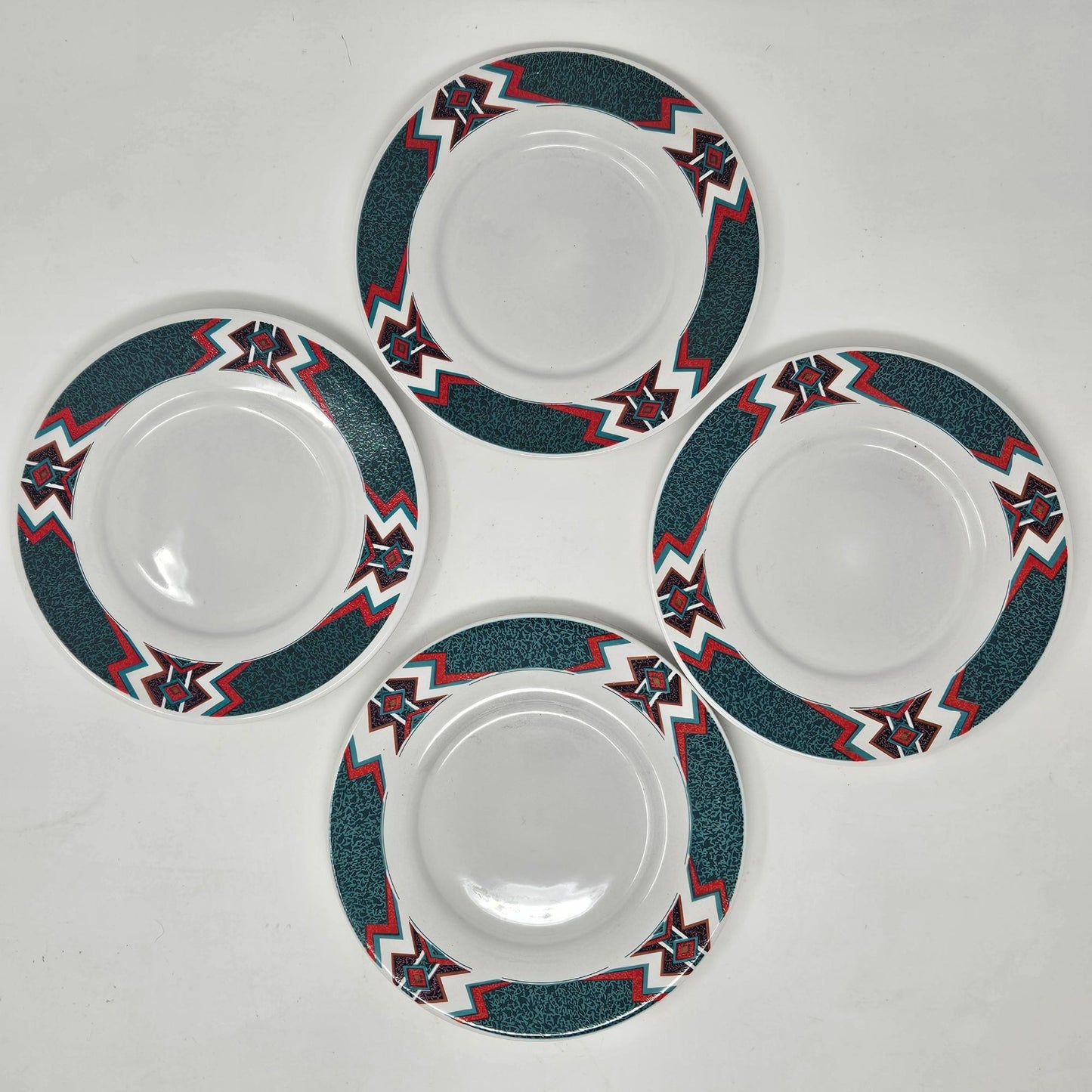 Vintage Gibson Southwest Mojave Design 6 Inch Saucer Plates (Lot of 4) Aztec