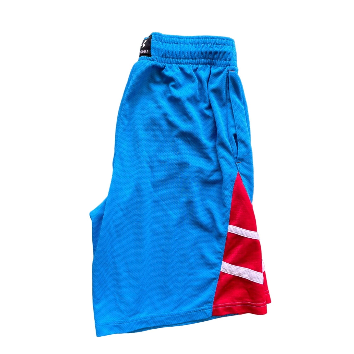 Under Armour Mens S Basketball Shorts Blue Red Elastic Waist Drawstring Gym