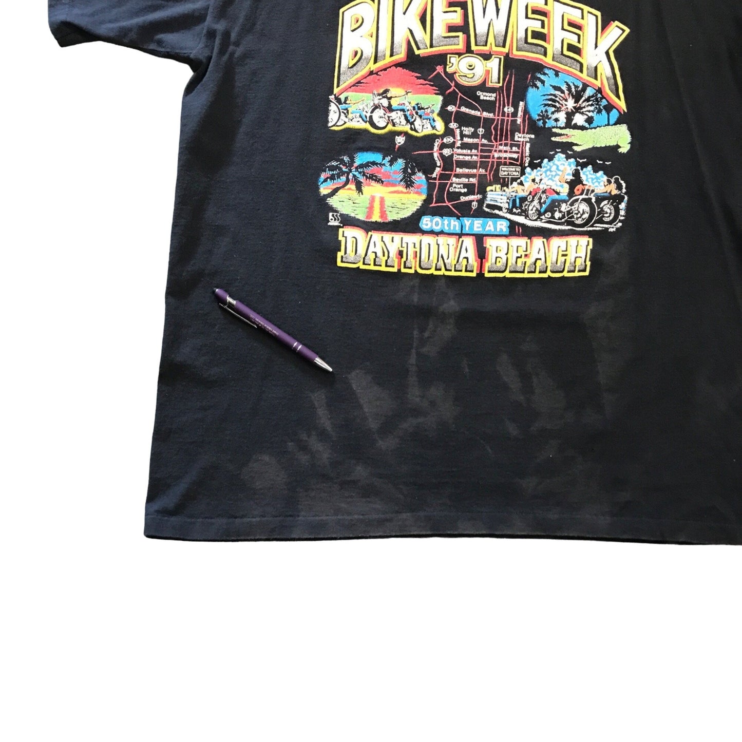 Vintage Harley Davidson XXL Black Tshirt 1991 Bike Week Daytona 50th Anniversary