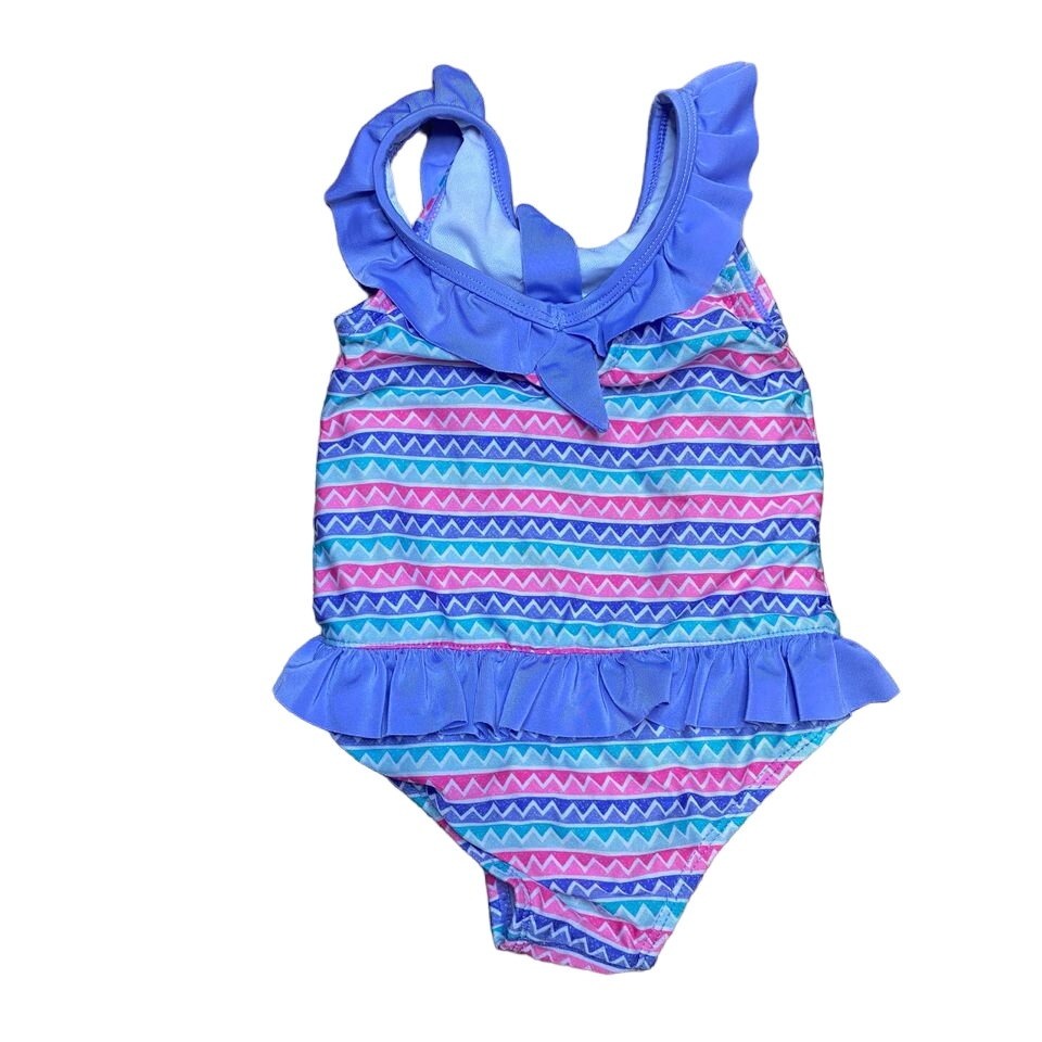 Nursery Rhyme 18M Seahorse Swimsuit Purple Pink Ruffles Chevron Print