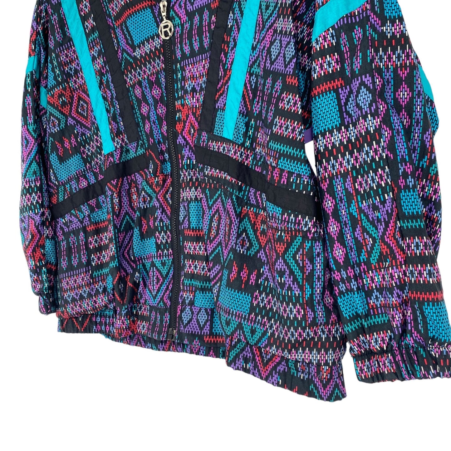 Vintage Rafael XS Wind Breaker Jacket Full Zip Pixelated Aztec Southwest 90's