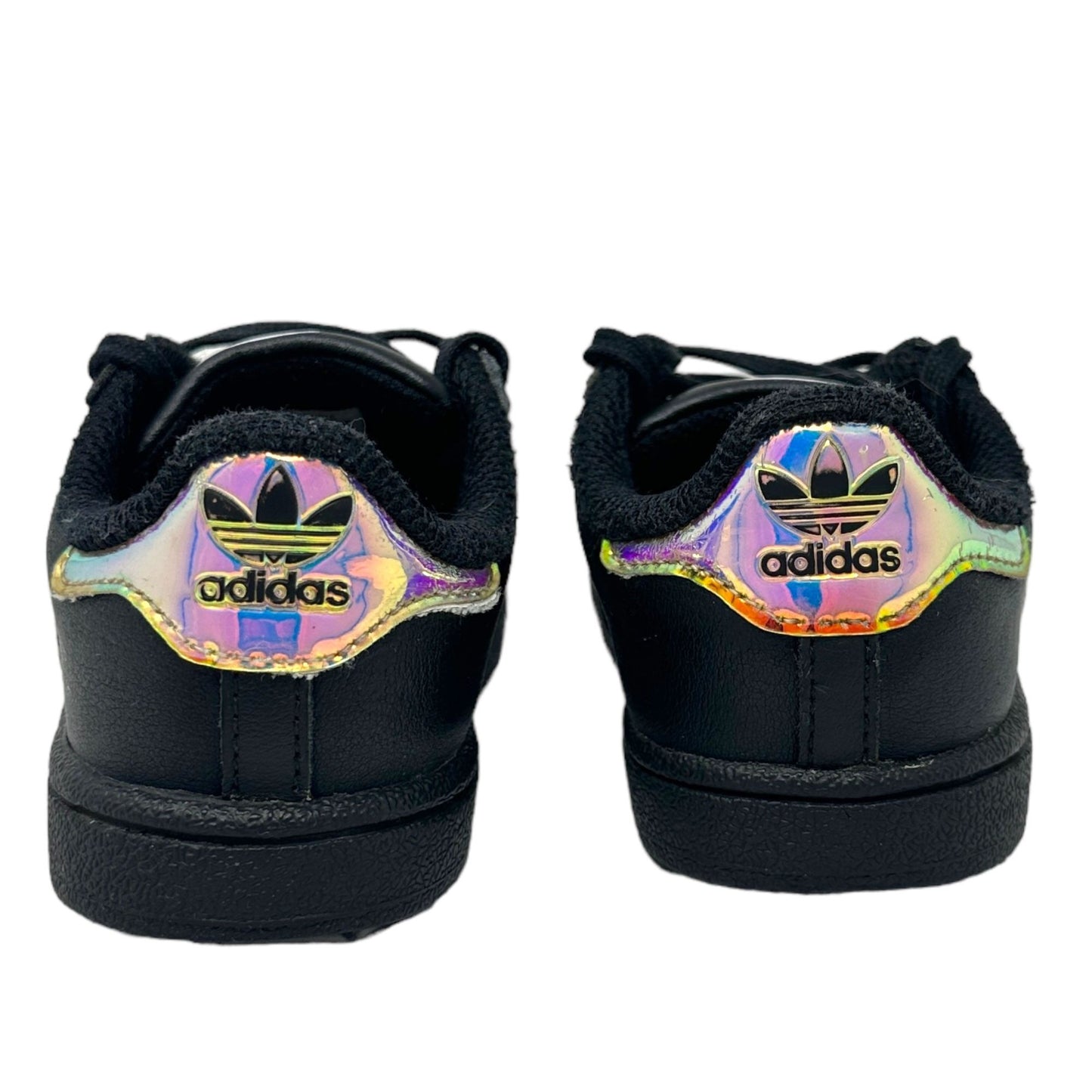 ADIDAS Superstar Size 8K US Shoes Black Rainbow Iridescent Unisex Shoes Rare