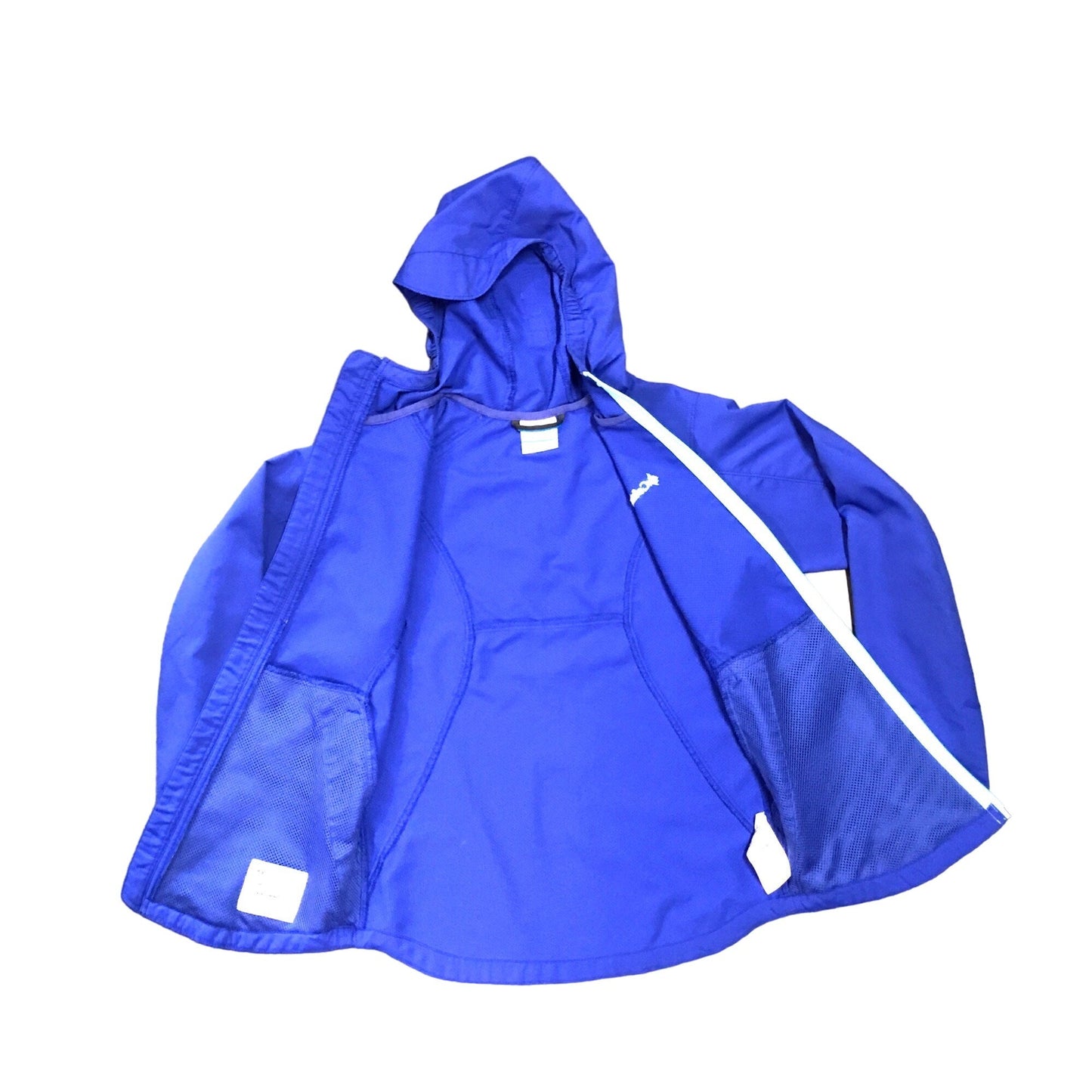 Columbia Youth L Blue Full Zip Rain Jacket Hooded Inside and Outside Pockets