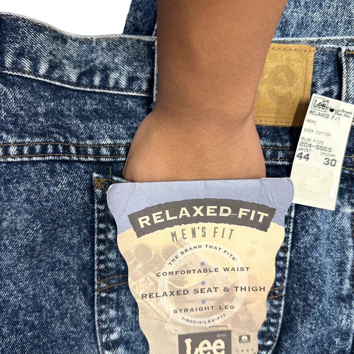 Vtg Lee Acid Wash Jeans 44x30 United Garment Workers USA NWT Y2K Grunge Normcore