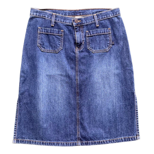 Vtg Jean Skirt Abercrombie Fitch 6 Demin Midi Slit Pockets USA Retro Y2K