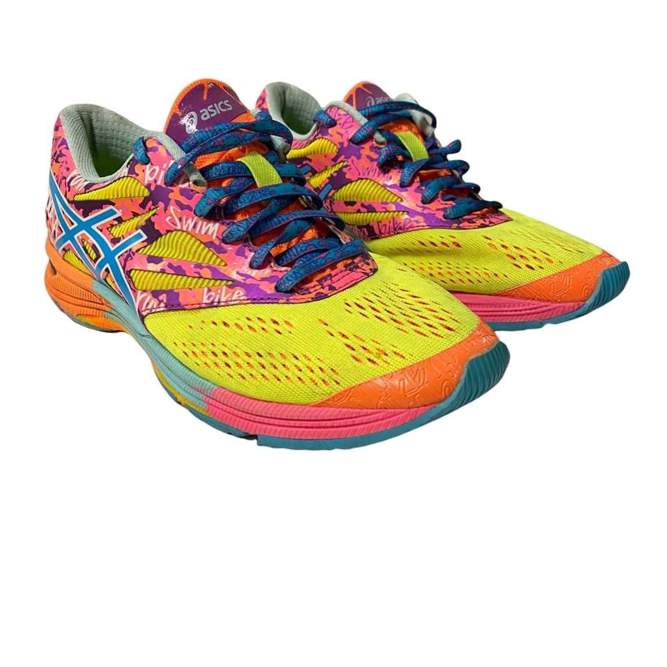 Asics T580N Gel Noosa Tri 10 Triathlon NEON Pink Yellow Shoes Womens Sz 6.5