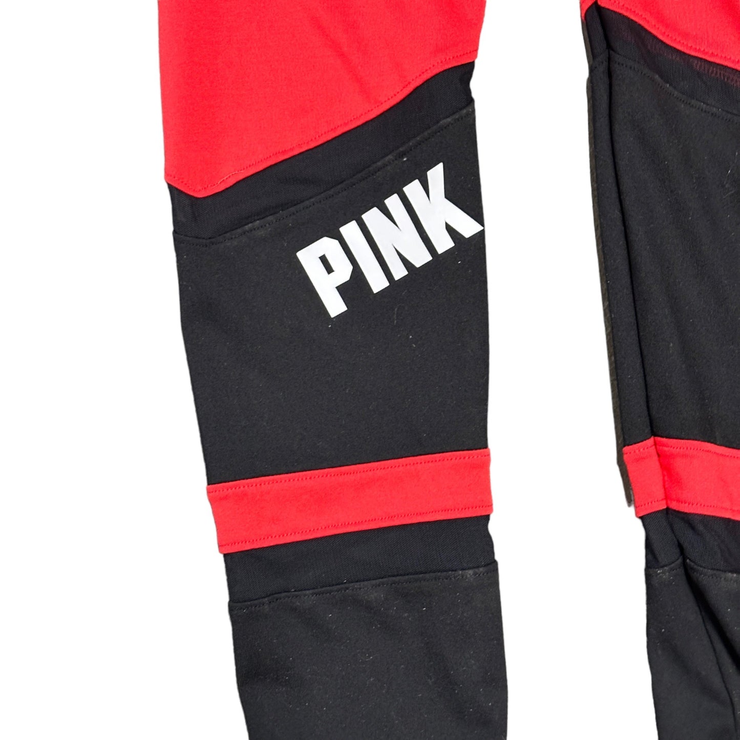 PINK Victorias Secret Ultimate Leggings Womens S Black Red Sheer Cutout