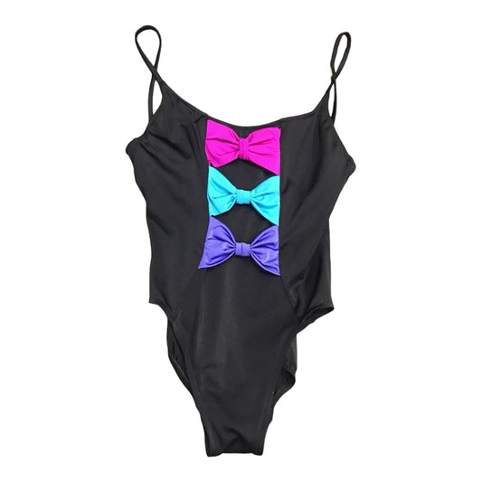 Vintage ILGWU Mainstream size 14 One Piece Swimsuit High Cut Bows Retro USA