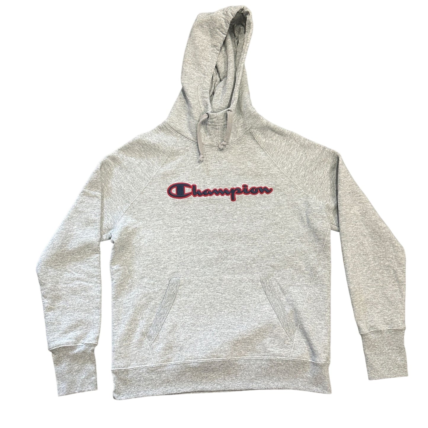 Champions S Grey Pullover Hoodie Kangaroo Pocket Applique Athletic Sweatshirt