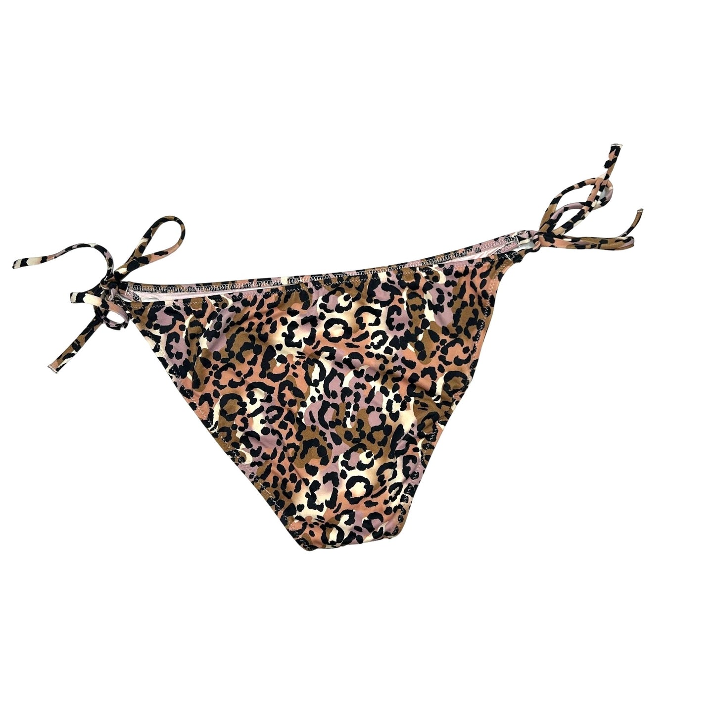 Shade & Shore Womens M Bikini Bottom Side-Tie Cheeky Animal Print Leopard Brown