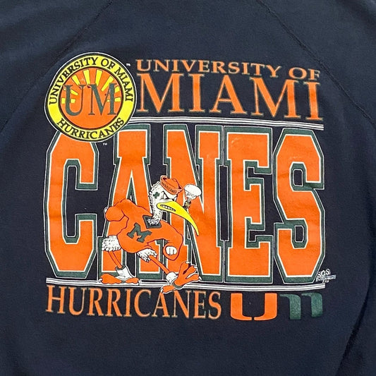 Tultex Mens XL Miami Canes Hurricanes Pullover Sweatshirt Black Made in USA