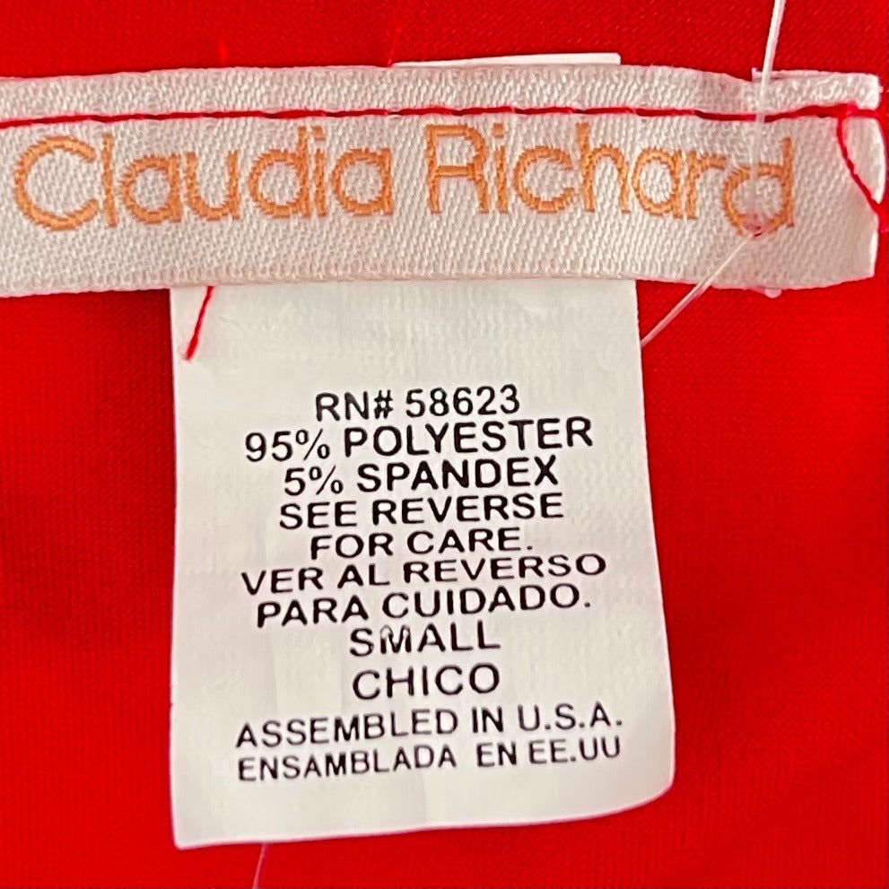 Claudia Richard S Red Ruffle Front Sleeveless Blouse Flutter Collar Career NWT