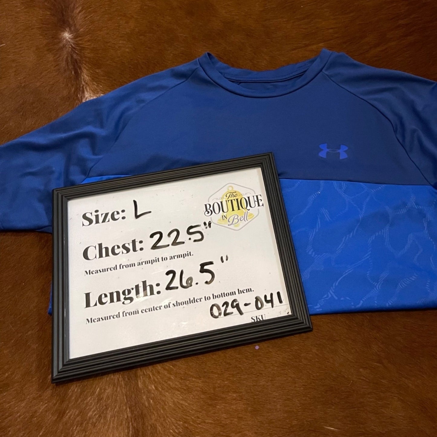 Under Armour Mens L Blue Two Tone Dri Fit Short Sleeve Athletic TShirt Crew Neck