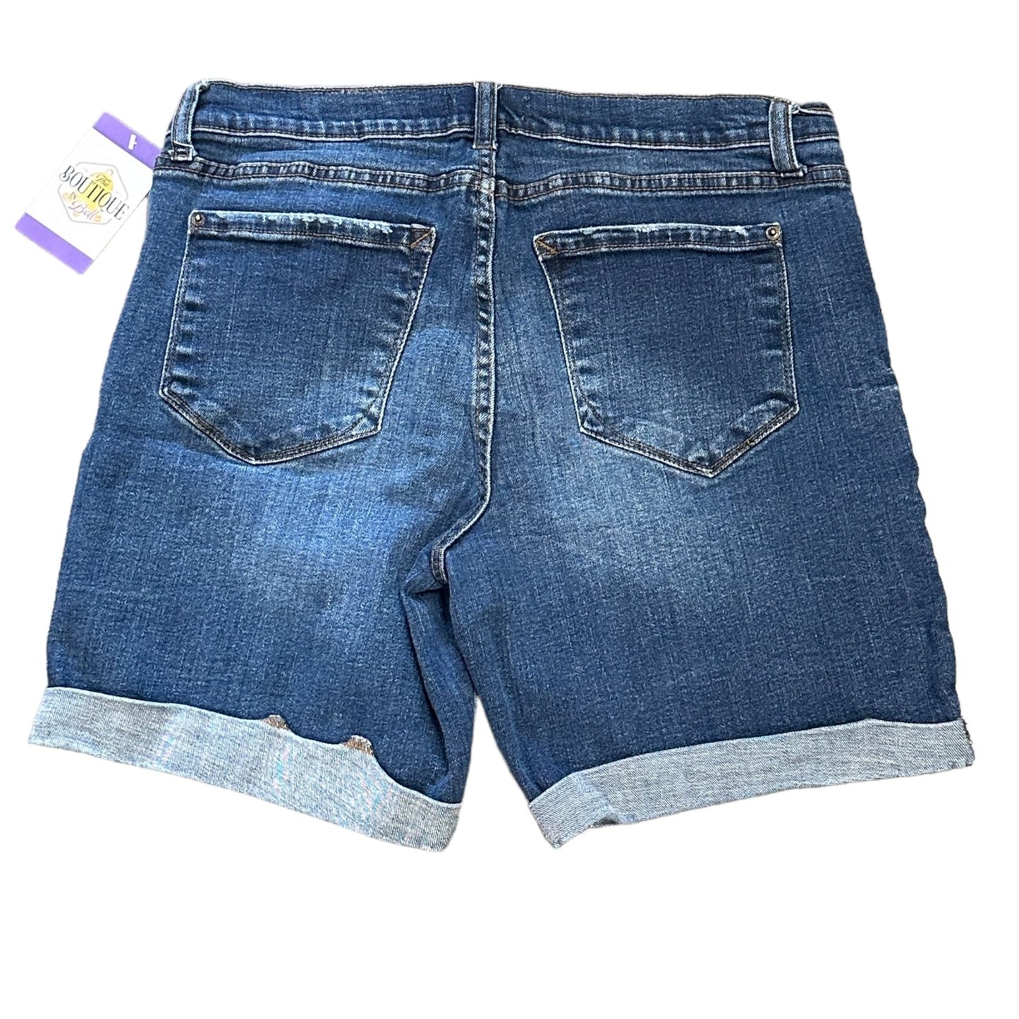 Kensie Jeans Womens Size 10 Blue Mid-Rise Stretch Cuffed Denim Jean Shorts