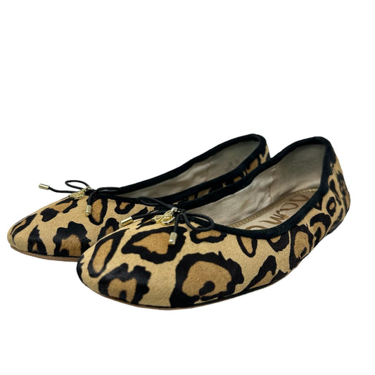 Sam Edelman Womens 8.5W Felicia Nude Leopard Calf Hair Leather Bow Ballet Flat