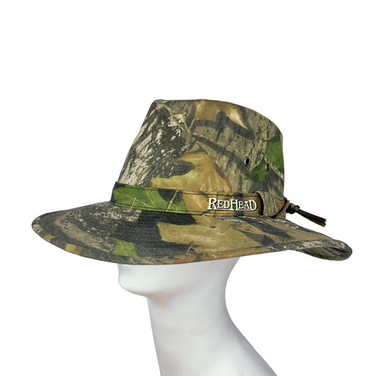 Redhead Mens L Wide Brim Hat Camo Advantage Timber Green Brown Hunting