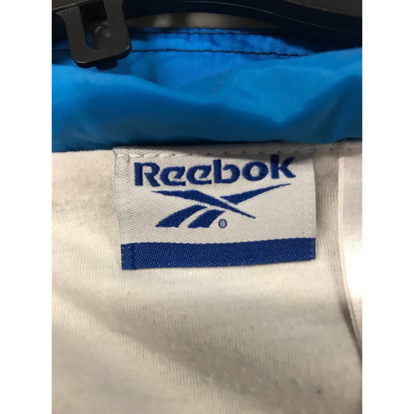 Vintage Reebok L Black Blue Full Zip Windbreaker Jacket Zip Pockets Collar